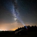 Milchstraße und im Hintergrund der Kaliberg, Hessen, Deutschland